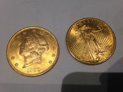 null 2 pièces de 20 dollars or (1900 et 1928)