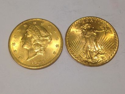 null 2 pièces de 20 dollars or (1904 et 1926)