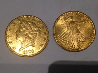 null 2 pièces de 20 dollars or (1900 et 1924)