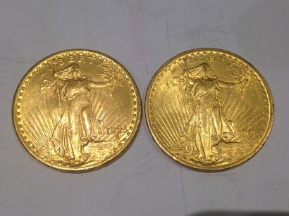 null  2 pièces de 20 dollars or (1925 et 1908)