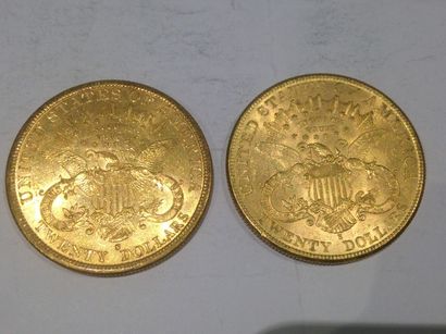 null 2 pièces de 20 dollars or (1904 et 1881)
