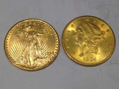 null 2 pièces de 20 dollars or (1904 et 1924)