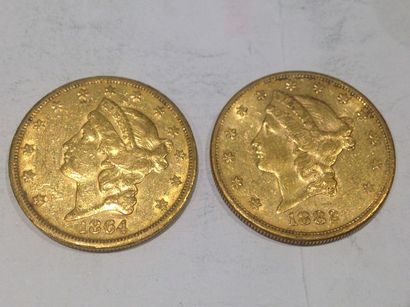 null 2 pièces de 20 dollars or (1864 et 1882)