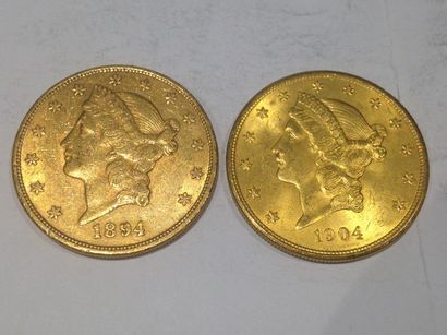 null 2 pièces de 20 dollars or (1894 et 1904)