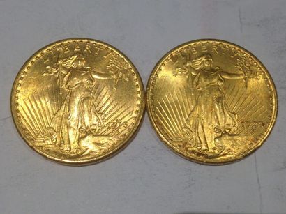 null 2 pièces de 20 dollars or (1915 et 1925)