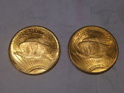null 2 pièces de 20 dollars or (1927 et 1924)