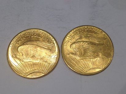 null 2 pièces de 20 dollars or (1908 et 1927)