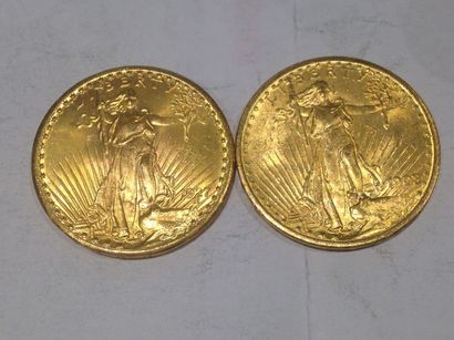 null 2 pièces de 20 dollars or (1908 et 1927)