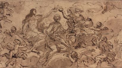 Giacinto BRANDI (Gaeta1623 - Rome 1691) Le couronnement de la Vierge
Plume et encre...