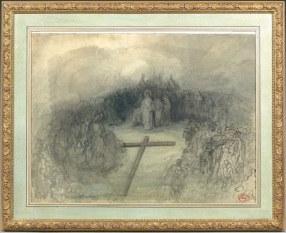 Gustave DORÉ (Strasbourg 1832 - Paris 1883) La Montée au calvaire
Plume et lavis...