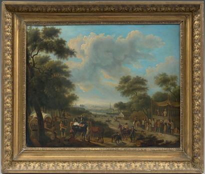 Ecole FRANCAISE du début du XIXème siècle Scène de marché Toile 37 x 47 cm