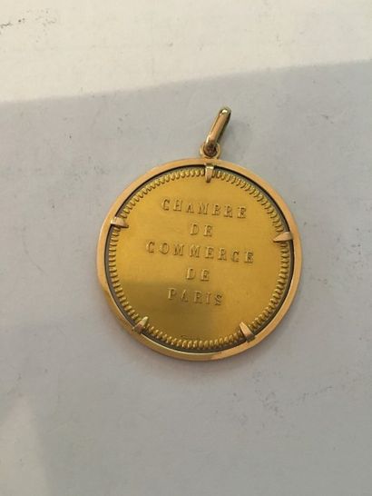 null Médaille en or de la Chambre de Commerce de Paris montée en pendentif
Poids...