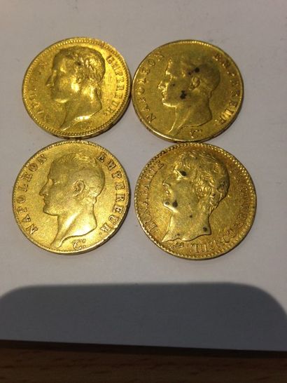 4 pièces de 40 Francs or datées An XI-an...