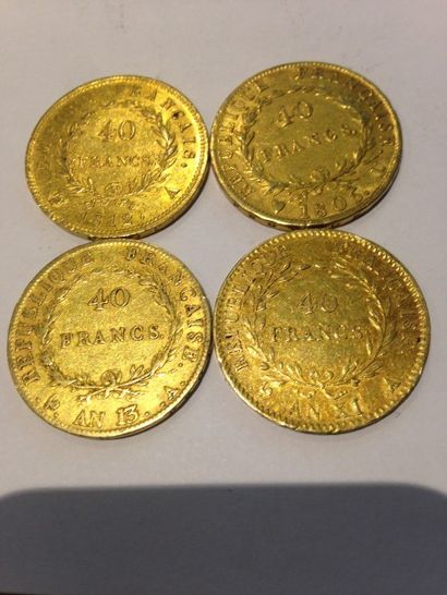 null 4 pièces de 40 Francs or datées An XI-an XIII-1806-1812