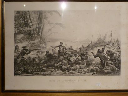 C. Castellani d'après, gravure : La mort du commandant Rivière (Hanoï 19 mai 1883)...