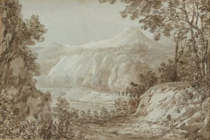 Pierre François Léonard FONTAINE (Pontoise 1762 - Paris 1853) Paysage de montagne...