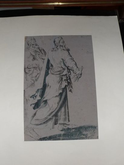 Ecole Allemande du XVIIème siècle Deux figures de prophètes Plume et encre noire,...