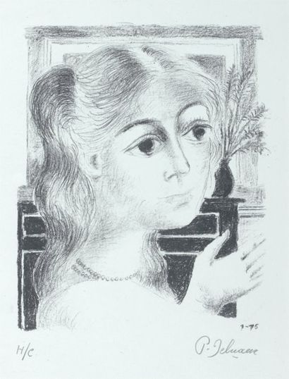 null JEUNE FILLE AU COLLIER DE PERLES. 1975 (M.J. 73) 28,5 x 23 cm Lithographie en...