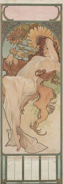 MUCHA Alphonse (1860-1939) « Les saisons ». (Rennert et Weill 37 variante 2). Quatre...