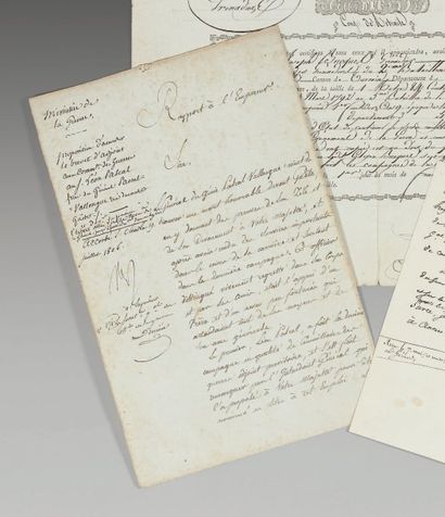 Napoléon 1er et Berthier L. M. S., rapport à l'Empereur , lettre signée par le maréchal...