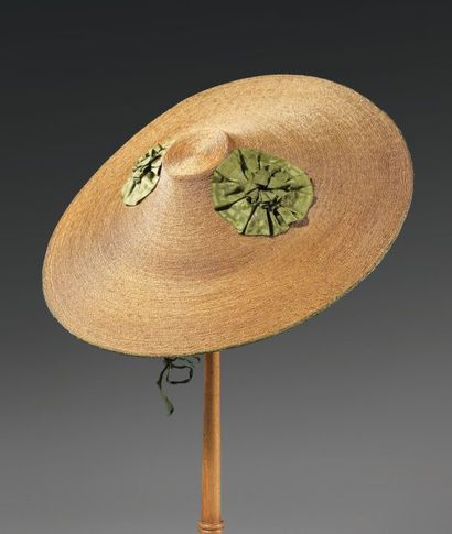Rare chapeau Bergère, vers 1760. Large chapeau...