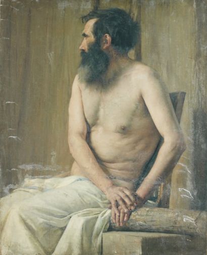 Gustave COURTOIS (1853-1923) Etude d'un d'âge mur Huile sur toile, non signée. 100...