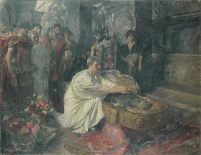 Pascal DAGNAN-BOUVERET (1852-1929) Auguste au tombeau d'Alexandre Huile sur toile,...