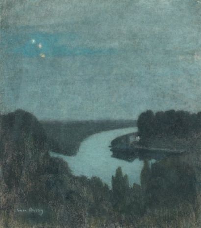 Simon Albert BUSSY (1869-1954) Nuit étoilée Pastel, signé en bas à gauche 35 x 31...