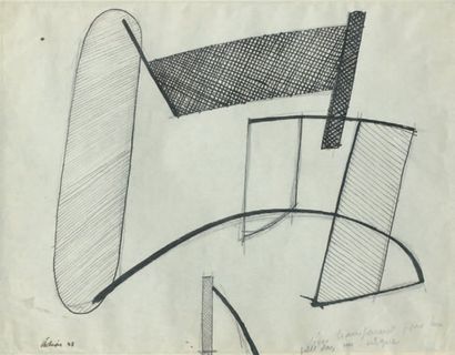 Jean HÉLION (1904-1987) Décor transparent pour un cirque, 1933 Dessin à l'encre et...