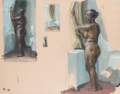 Jean HÉLION (1904-1987) Josepha à la fenêtre, 1959 Huile sur toile, signée et datée...