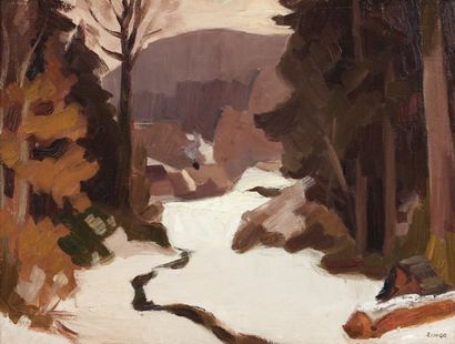 Jules ZINGG (1882-1942) Hiver Huile sur toile, signée en bas à droite 60 x 81 cm