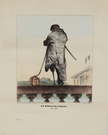 null Honoré DAUMIER (1808-1879) Un héros de Juillet. Mai 1831. Lithographie sur vélin...