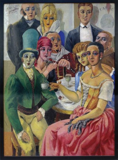 KELLER « Au tabac, Joinville », 1926 Huile sur toile, signée, située et datée en...