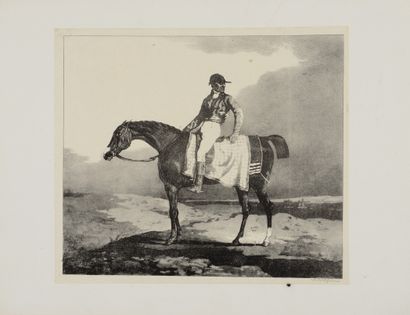 null Théodore GERICAULT (1791-1824) Cheval anglais monté par un jockey. Lithographie...