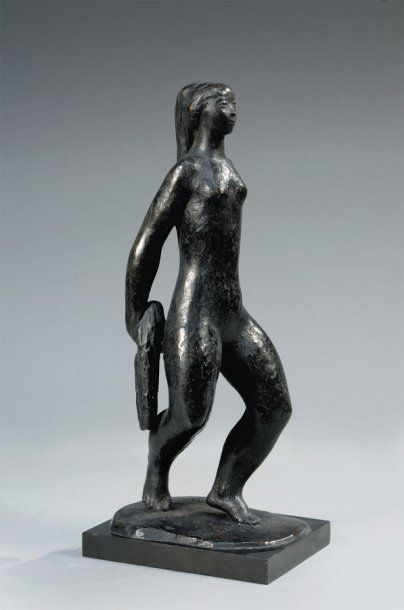 MORLAIX Émile (1909-1990) « Pleine aire ». Epreuve en bronze à patine brune nuancée...