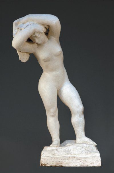MORLAIX Émile (1909-1990) « Femme nue penchée ». Sculpture en plâtre. Signée. Haut....