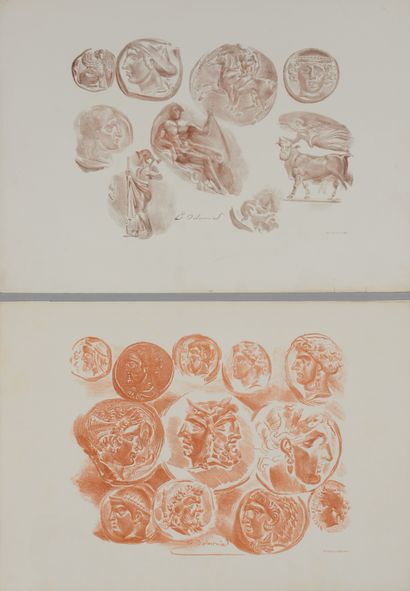 null Eugène DELACROIX (1798 1863) Feuilles de médailles antiques. Lithographies,...