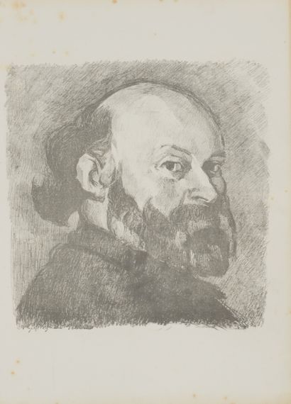 null Edouard VUILLARD (1868-1940) Portrait de Cézanne. Lithographie en ton gris vert...
