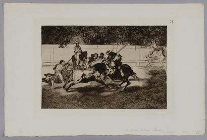 null Francisco DE GOYA (1746-1828) Esforzado rendon picando un toro. Planche 28 de...