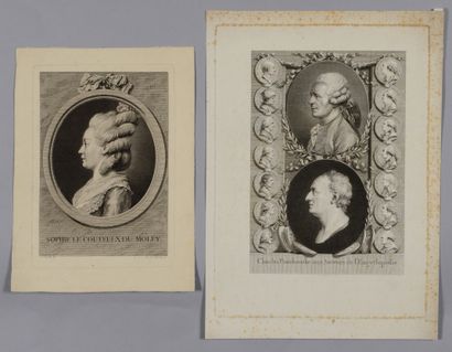 null Augustin de SAINT-AUBIN (1736-1807) Deux portraits de d'Alembert et Diderot,...