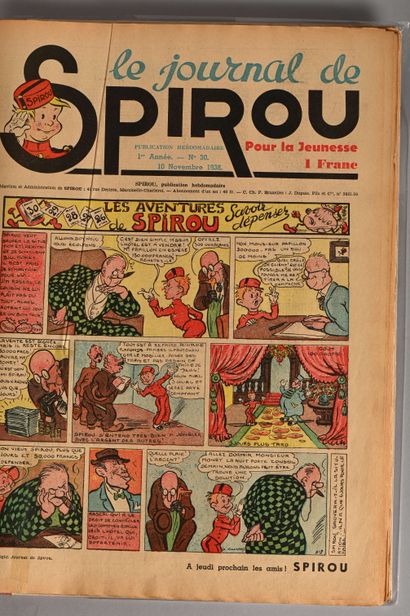null JOURNAL DE SPIROU
Reliure 2 avant guerre comprenant les numéros 20 à 37 de 1938
Cahier...