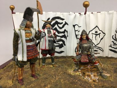 null Diorama en figurines en ronde bosse représentant un campemant de samuraï, 5...