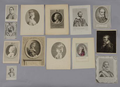 null PORTRAITS : Réunion de portraits XVIIe ou XVIIIe par :- COUTELLIER, Melle Maillard...