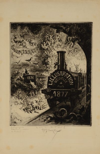 null Félix BUHOT(1847-1898)Frontispice pour « L'Illustration Nouvelle »1877. Eau-forte,...