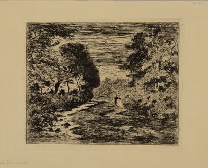 null Felix BUHOT (1847-1898) La Promenade c.1872-74. Eau-forte, aquatinte et pointe...