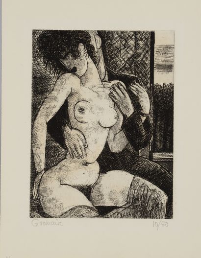 null Marcel GROMAIRE (1892 1971) Le Couple. 1935. Eau-forte sur papier vélin. Très...