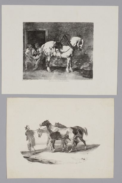 null Théodore GERICAULT (1791-1824) Chevaux conduits à l'écorcheur Cheval que l'on...