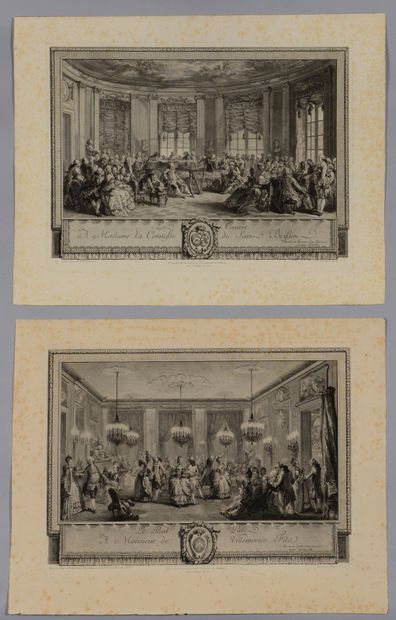 null Augustin de SAINT- AUBIN (1736-1807) d'après Le Bal Paré Le Concert, deux pendants...