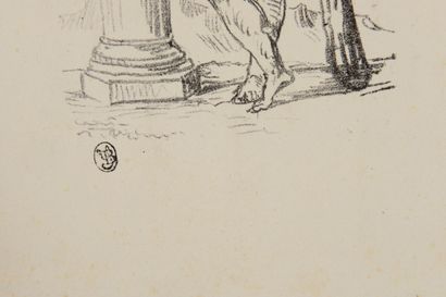 null Eugène DELACROIX (1798-1863) Hercule appuyé sur une colonne. 1845. Lithographie...