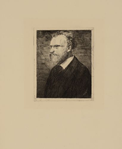 null "Edgar DEGAS (1834- 1917) Manet assis tourné à gauche. Eau-forte, pointe sèche...